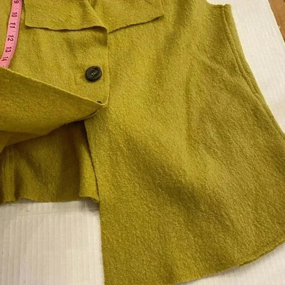 Cut Loose Women’s Vest Wool Boucle Green Buttons Pockets Lapel M-L - Picture 4 of 14